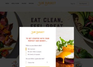 How sunbasket.com looks like on a tablet such as an iPad.