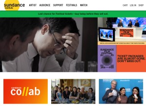 How sundance.org looks like on a tablet such as an iPad.