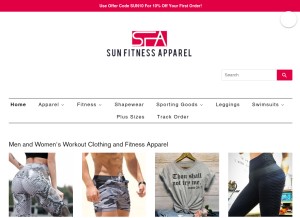 How sunfitnessapparel.com looks like on a tablet such as an iPad.
