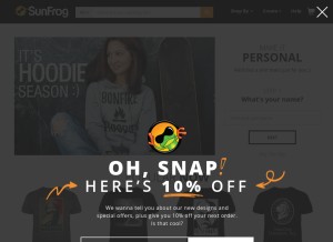 How sunfrog.com looks like on a tablet such as an iPad.