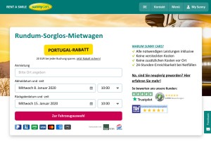 How sunnycars.de looks like on a tablet such as an iPad.