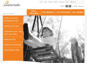 How sunshinehealth.com looks like on a tablet such as an iPad.