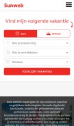 How sunweb.nl looks like on a mobile device such as an iPhone.