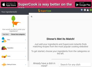 How supercook.com looks like on a tablet such as an iPad.