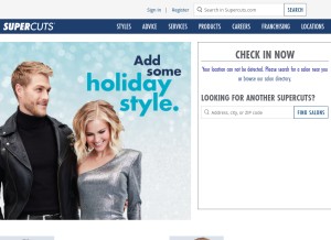 How supercuts.com looks like on a tablet such as an iPad.