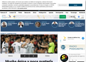 How superdeporte.es looks like on a tablet such as an iPad.