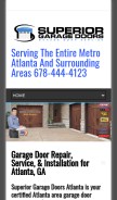 How superiorgaragedoorsatlanta.com looks like on a mobile device such as an iPhone.