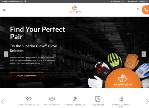 How superiorglove.com looks like on a tablet such as an iPad.