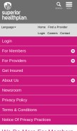 How superiorhealthplan.com looks like on a mobile device such as an iPhone.