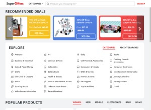 How superoffers.com looks like on a tablet such as an iPad.