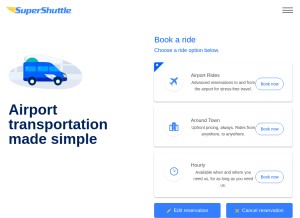 How supershuttle.com looks like on a tablet such as an iPad.