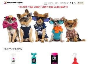 How supersonicpetsupplies.com looks like on a tablet such as an iPad.