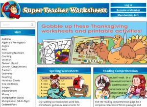 How superteacherworksheets.com looks like on a tablet such as an iPad.