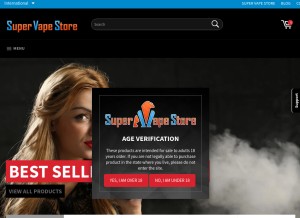 How supervapestore.com looks like on a tablet such as an iPad.