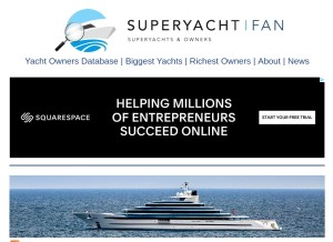 How superyachtfan.com looks like on a tablet such as an iPad.
