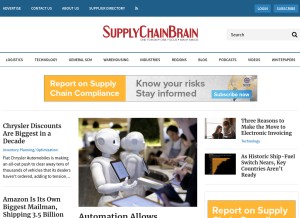 How supplychainbrain.com looks like on a tablet such as an iPad.