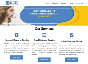 How supporttechhelp.com looks like on a tablet such as an iPad.