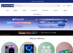 How suprememobiles.in looks like on a tablet such as an iPad.