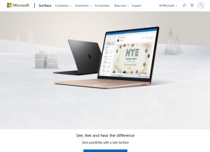How surface.com looks like on a tablet such as an iPad.