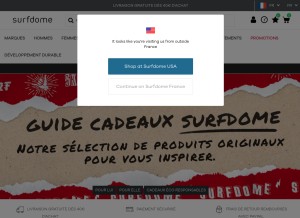 How surfdome.fr looks like on a tablet such as an iPad.