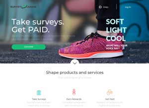 How surveyjunkie.com looks like on a tablet such as an iPad.