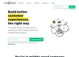 How surveysparrow.com looks like on a tablet such as an iPad.
