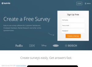 How survio.com looks like on a tablet such as an iPad.