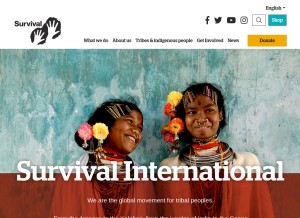 How survivalinternational.org looks like on a tablet such as an iPad.