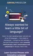 How survivalphrases.com looks like on a mobile device such as an iPhone.