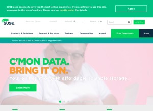 How suse.com looks like on a tablet such as an iPad.