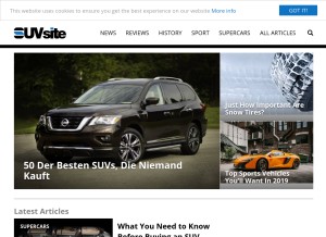 How suvsite.net looks like on a tablet such as an iPad.