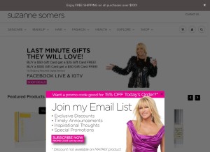 How suzannesomers.com looks like on a tablet such as an iPad.