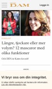 How svenskdam.se looks like on a mobile device such as an iPhone.