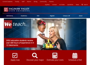 How svsu.edu looks like on a tablet such as an iPad.