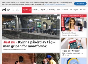 How svt.se looks like on a tablet such as an iPad.
