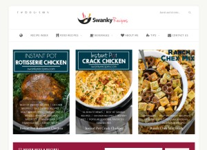 How swankyrecipes.com looks like on a tablet such as an iPad.