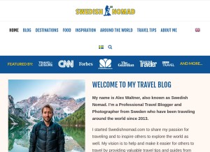 How swedishnomad.com looks like on a tablet such as an iPad.