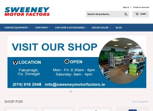 How sweeneymotorfactors.ie looks like on a tablet such as an iPad.