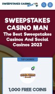 How sweepstakescasinoman.com looks like on a mobile device such as an iPhone.