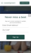 How sweetgreen.com looks like on a mobile device such as an iPhone.