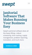How sweptworks.com looks like on a mobile device such as an iPhone.