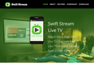 How swiftstreamz.com looks like on a tablet such as an iPad.