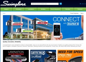 How swingline.com looks like on a tablet such as an iPad.