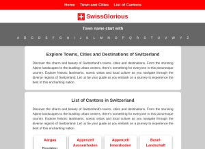 How swissglorious.com looks like on a tablet such as an iPad.