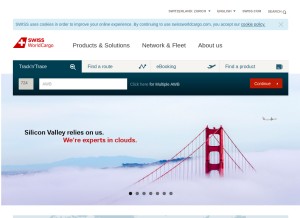 How swissworldcargo.com looks like on a tablet such as an iPad.