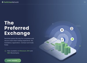 How switcheo.network looks like on a tablet such as an iPad.