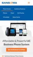 How switchvox.com looks like on a mobile device such as an iPhone.