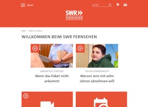 How swrfernsehen.de looks like on a tablet such as an iPad.