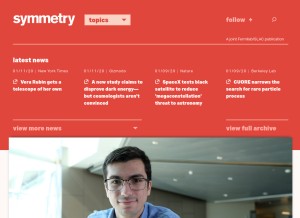 How symmetrymagazine.org looks like on a tablet such as an iPad.