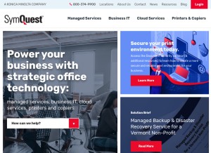 How symquest.com looks like on a tablet such as an iPad.
